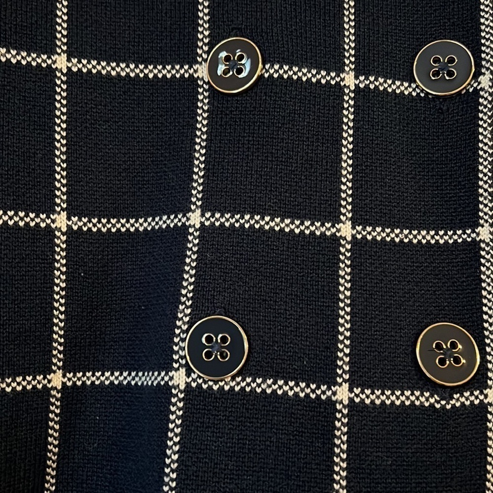 Navy/white Banana Republic double breasted windowpane knit cardigan - size XS - Picture 2 of 6